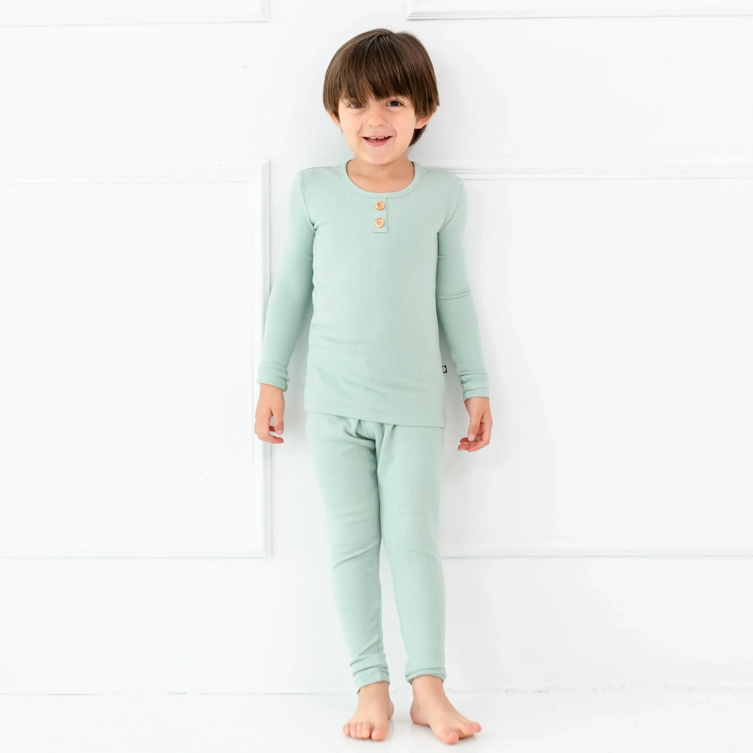 Kyte Baby Ribbed Henley Set in Sage Best