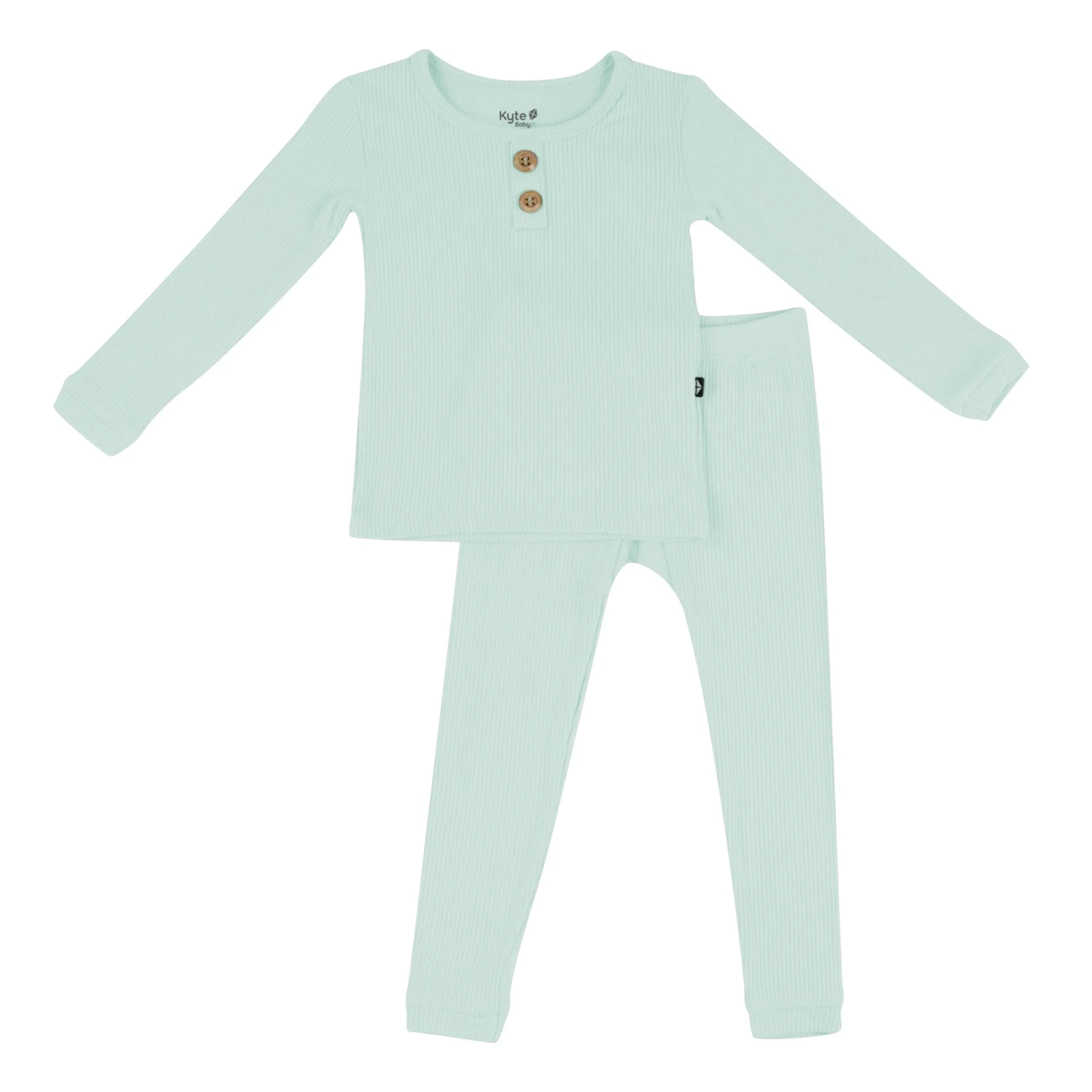 Kyte Baby Ribbed Henley Set in Sage Best