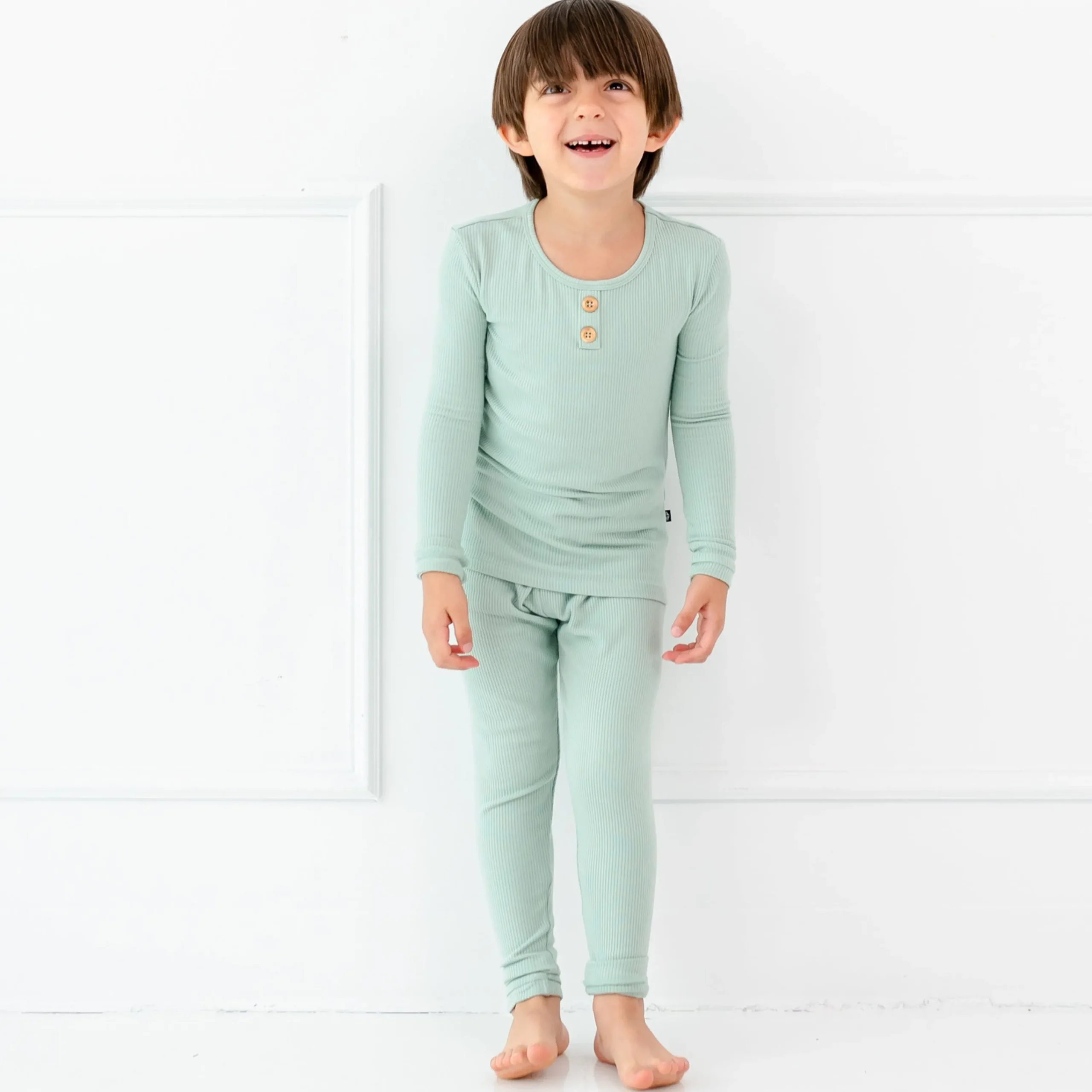 Kyte Baby Ribbed Henley Set in Sage Best