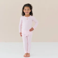 Kyte Baby Ribbed Henley Set in Sakura Outlet