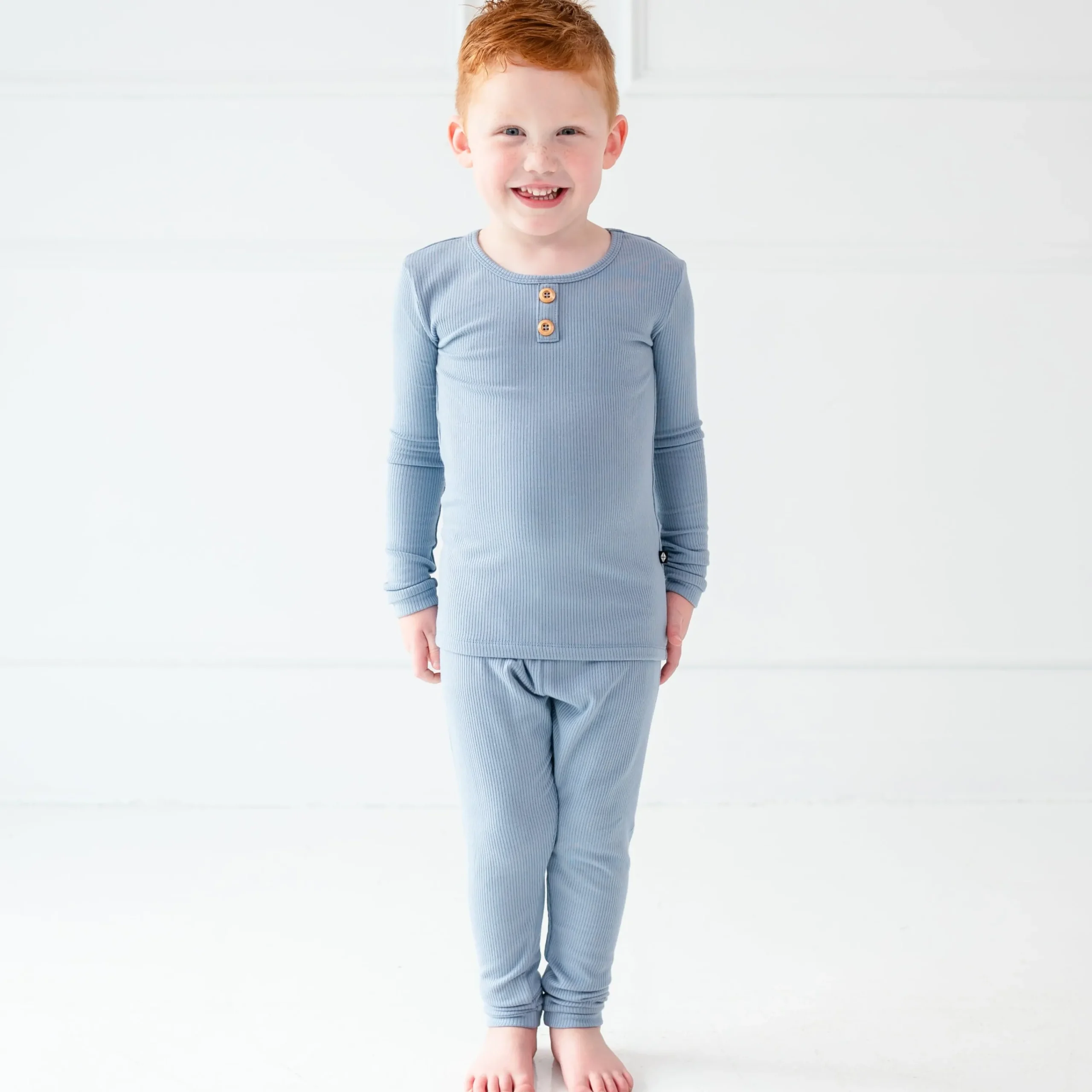 Kyte Baby Ribbed Henley Set in Slate Hot