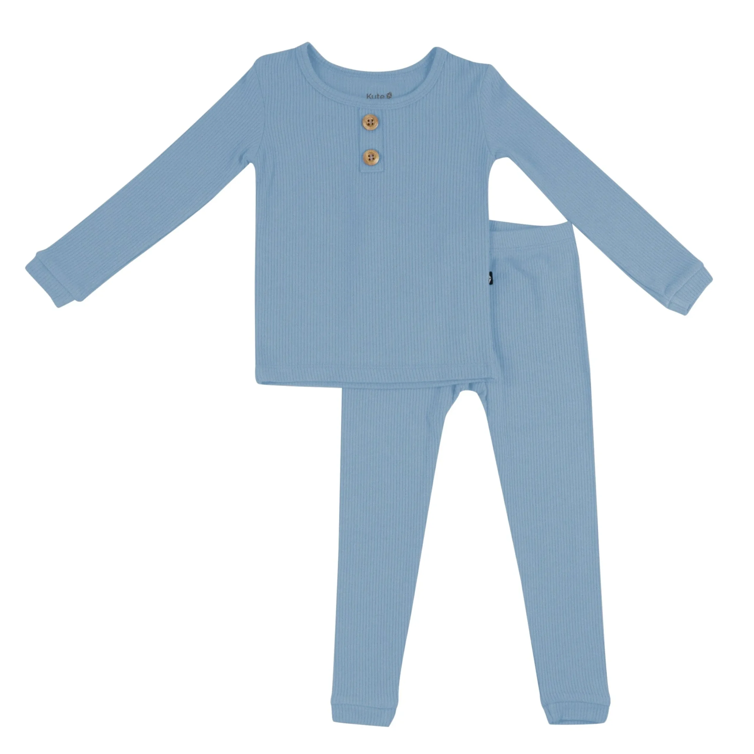 Kyte Baby Ribbed Henley Set in Slate Hot