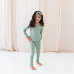 Kyte Baby Ribbed Henley Set in Thyme Best