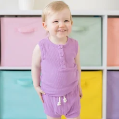 Kyte Baby Ribbed Henley Tank Set in Poi Sale
