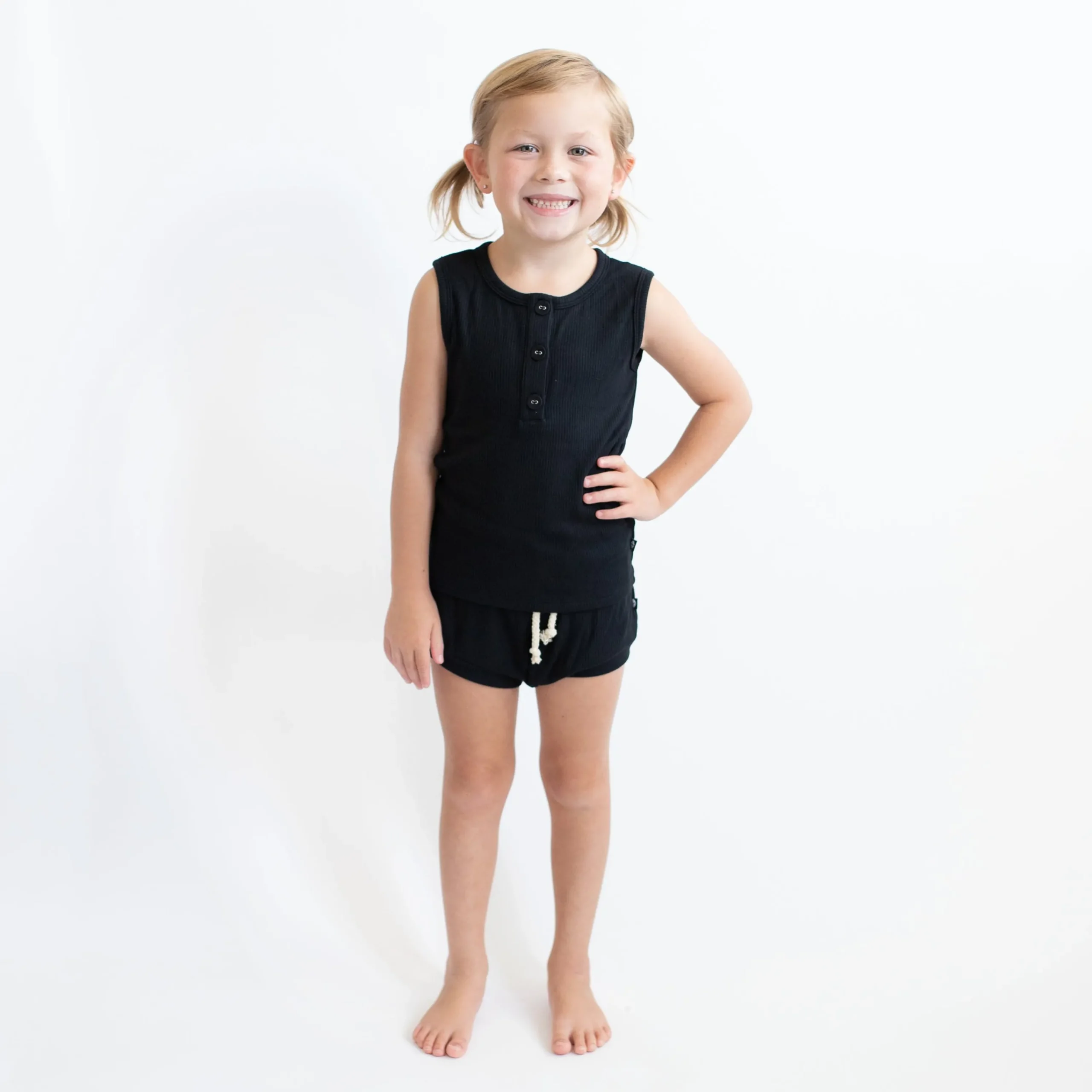 Kyte Baby Ribbed Henley Tank Set in Midnight Outlet