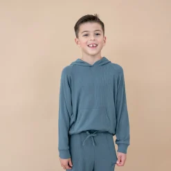 Kyte Baby Ribbed Hoodie in Atlantic Sale