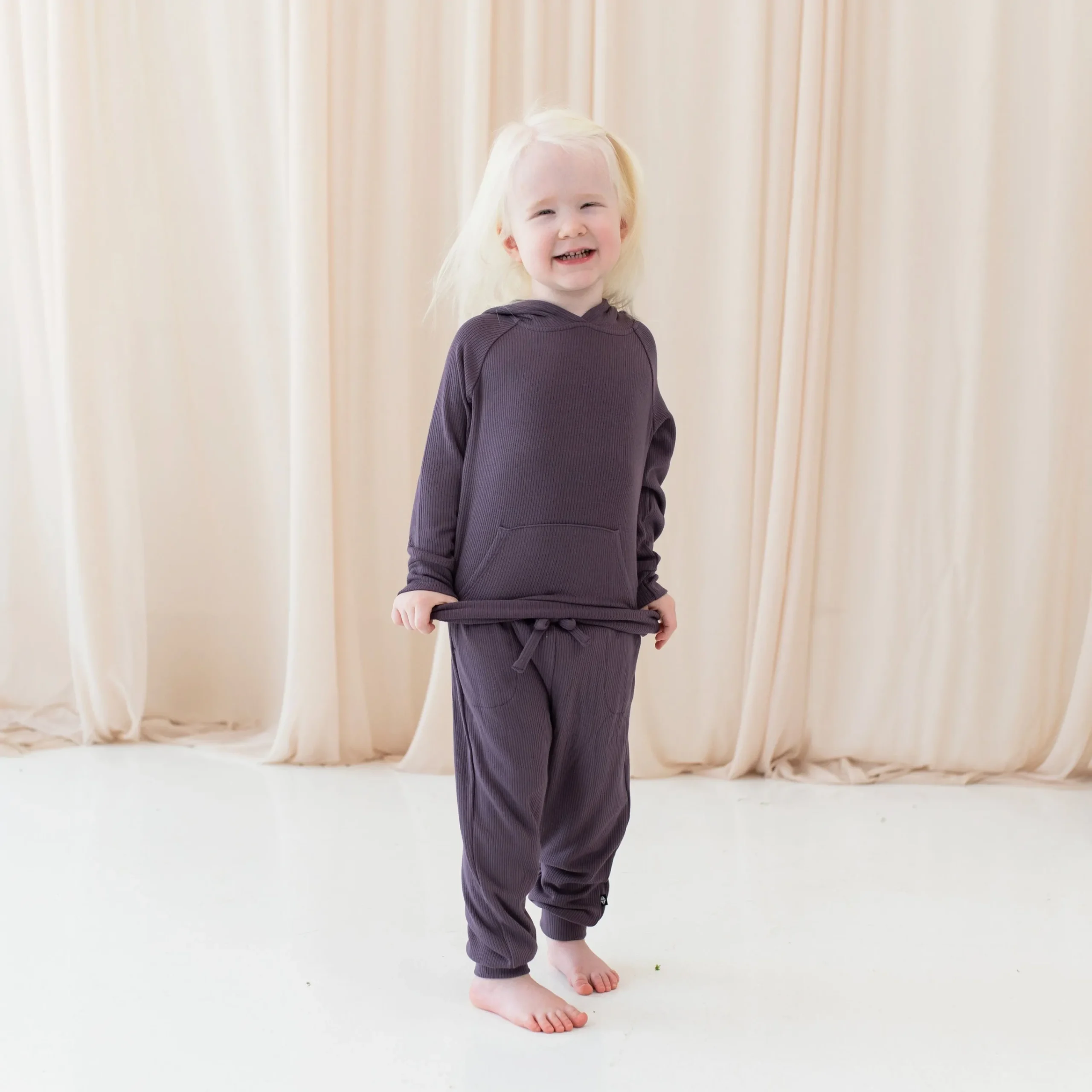 Kyte Baby Ribbed Hoodie in Currant Hot