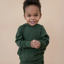 Kyte Baby Ribbed Hoodie in Fir Hot