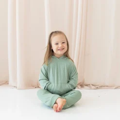 Kyte Baby Ribbed Hoodie in Thyme Hot