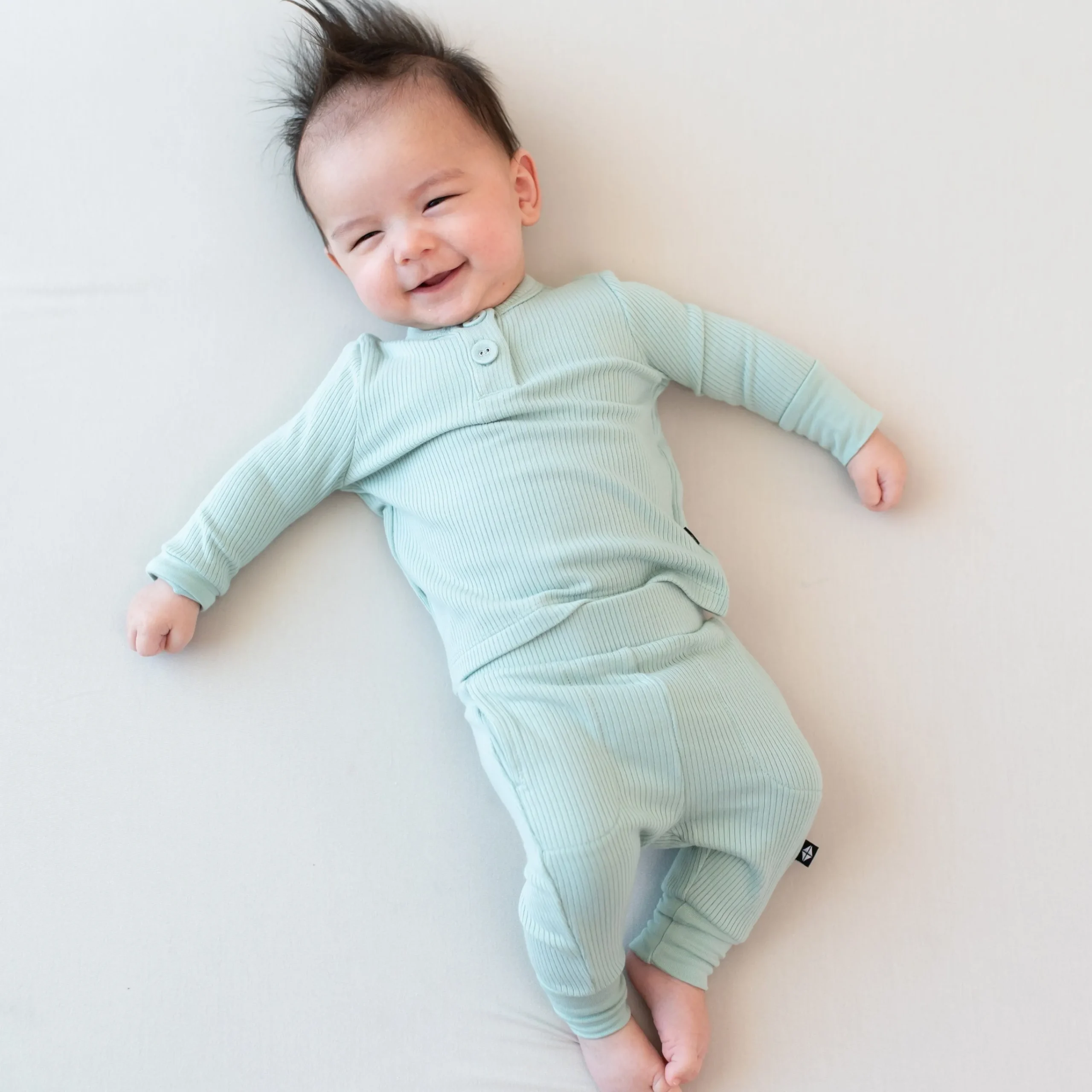 Kyte Baby Ribbed Infant Henley Set in Sage New