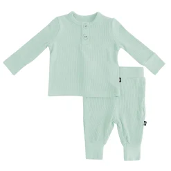 Kyte Baby Ribbed Infant Henley Set in Sage New