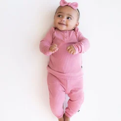 Kyte Baby Ribbed Infant Henley Set in Apple Blossom New