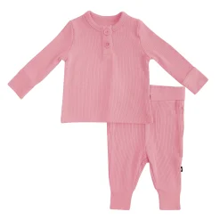 Kyte Baby Ribbed Infant Henley Set in Apple Blossom New