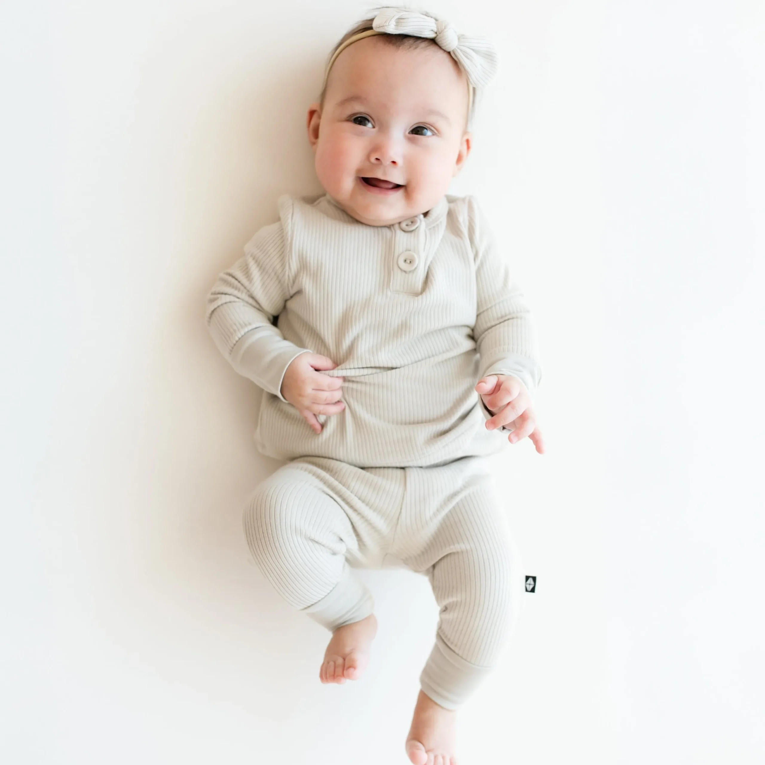 Kyte Baby Ribbed Infant Henley Set in Oat Online