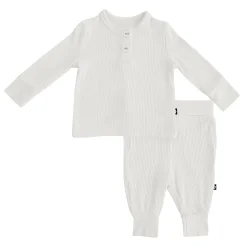 Kyte Baby Ribbed Infant Henley Set in Oat Online