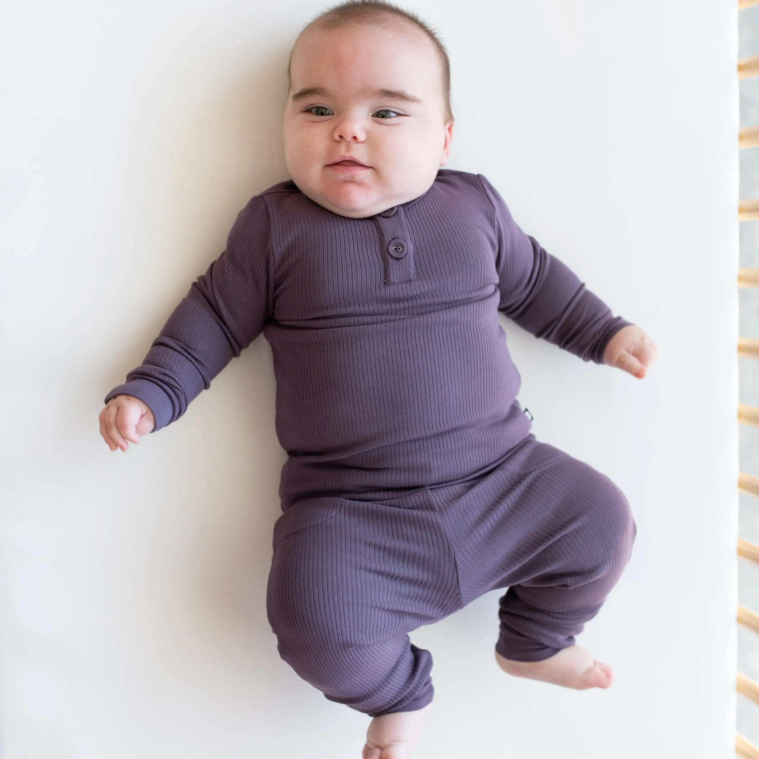 Kyte Baby Ribbed Infant Henley Set in Currant New