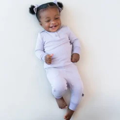Kyte Baby Ribbed Infant Henley Set in Taro Hot