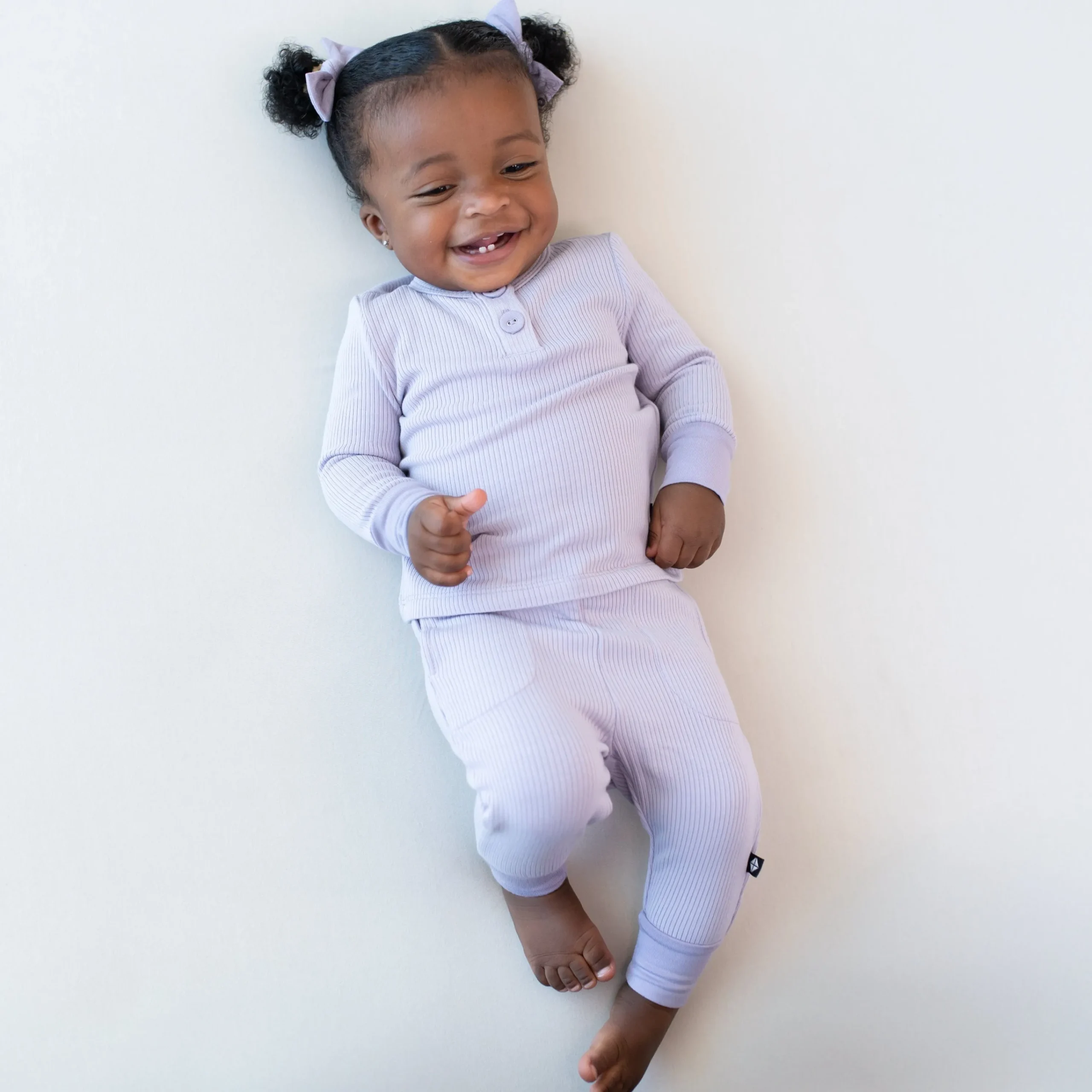 Kyte Baby Ribbed Infant Henley Set in Taro Hot