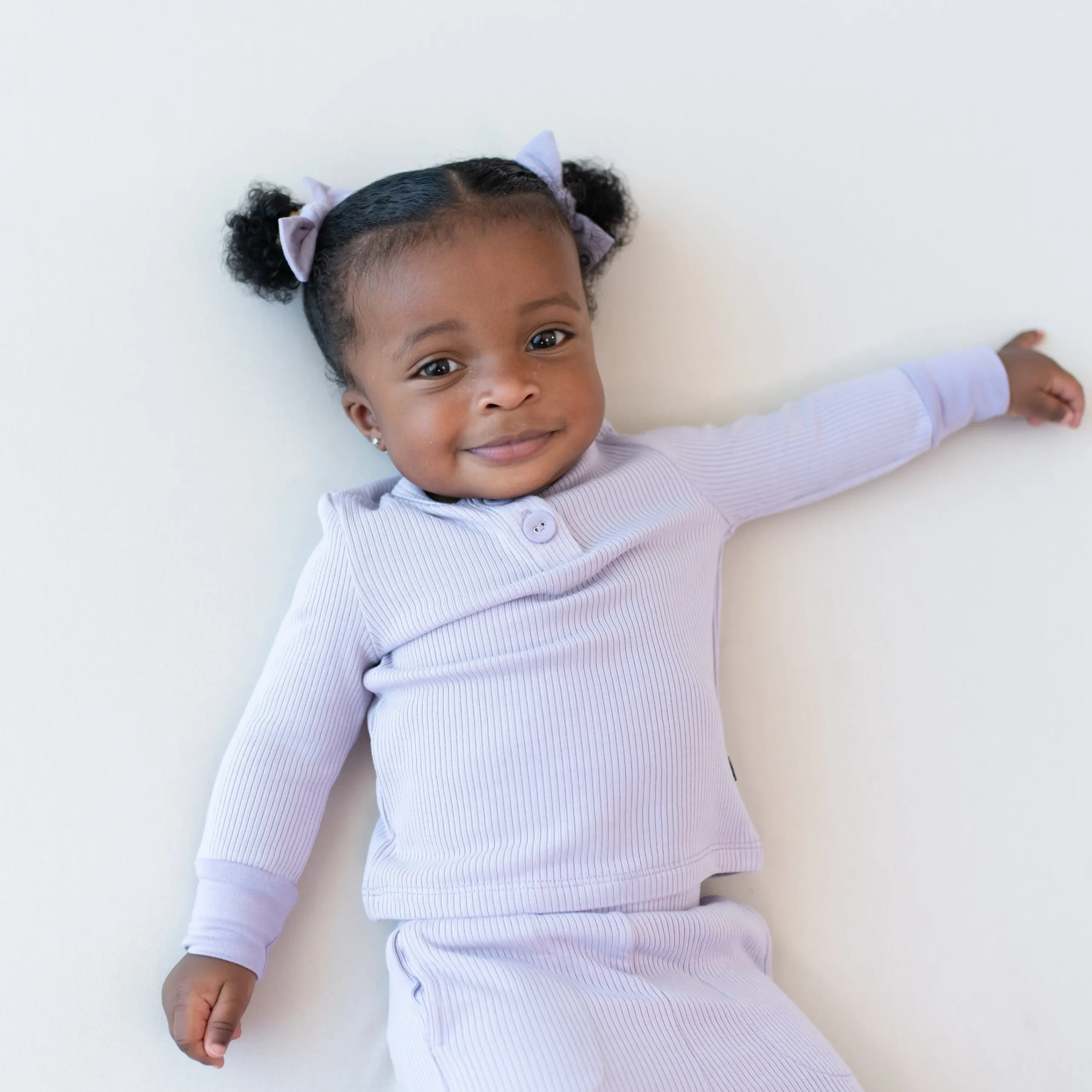 Kyte Baby Ribbed Infant Henley Set in Taro Hot