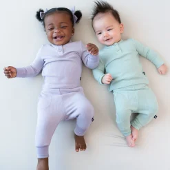 Kyte Baby Ribbed Infant Henley Set in Taro Hot