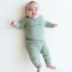 Kyte Baby Ribbed Infant Henley Set in Thyme Best