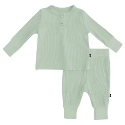 Kyte Baby Ribbed Infant Henley Set in Thyme Best