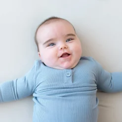 Kyte Baby Ribbed Infant Henley Set in Slate Clearance