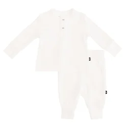 Kyte Baby Ribbed Infant Henley Set in Cloud Best