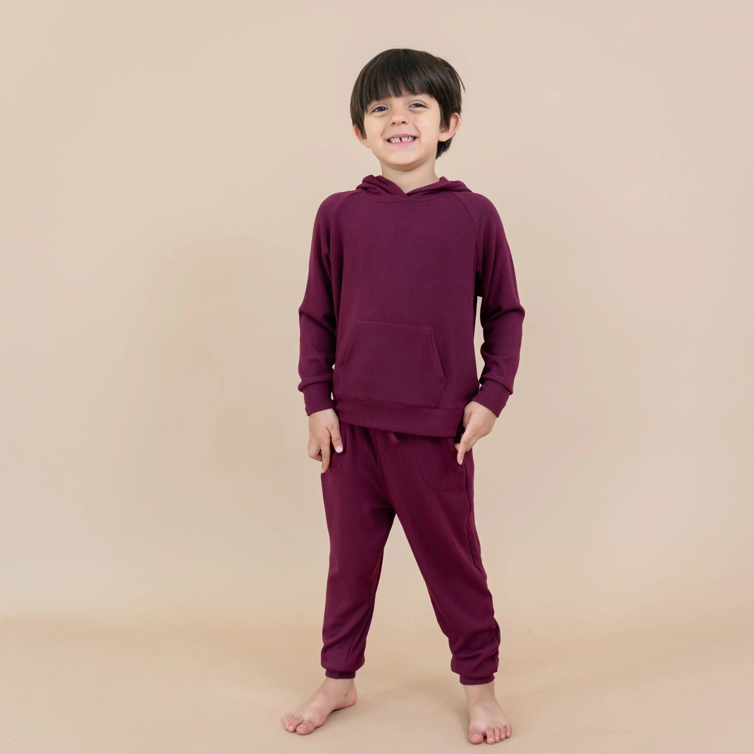 Kyte Baby Ribbed Jogger Pant in Burgundy Outlet