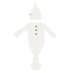 Kyte Baby Ribbed Knotted Gown with Hat Set in Cloud