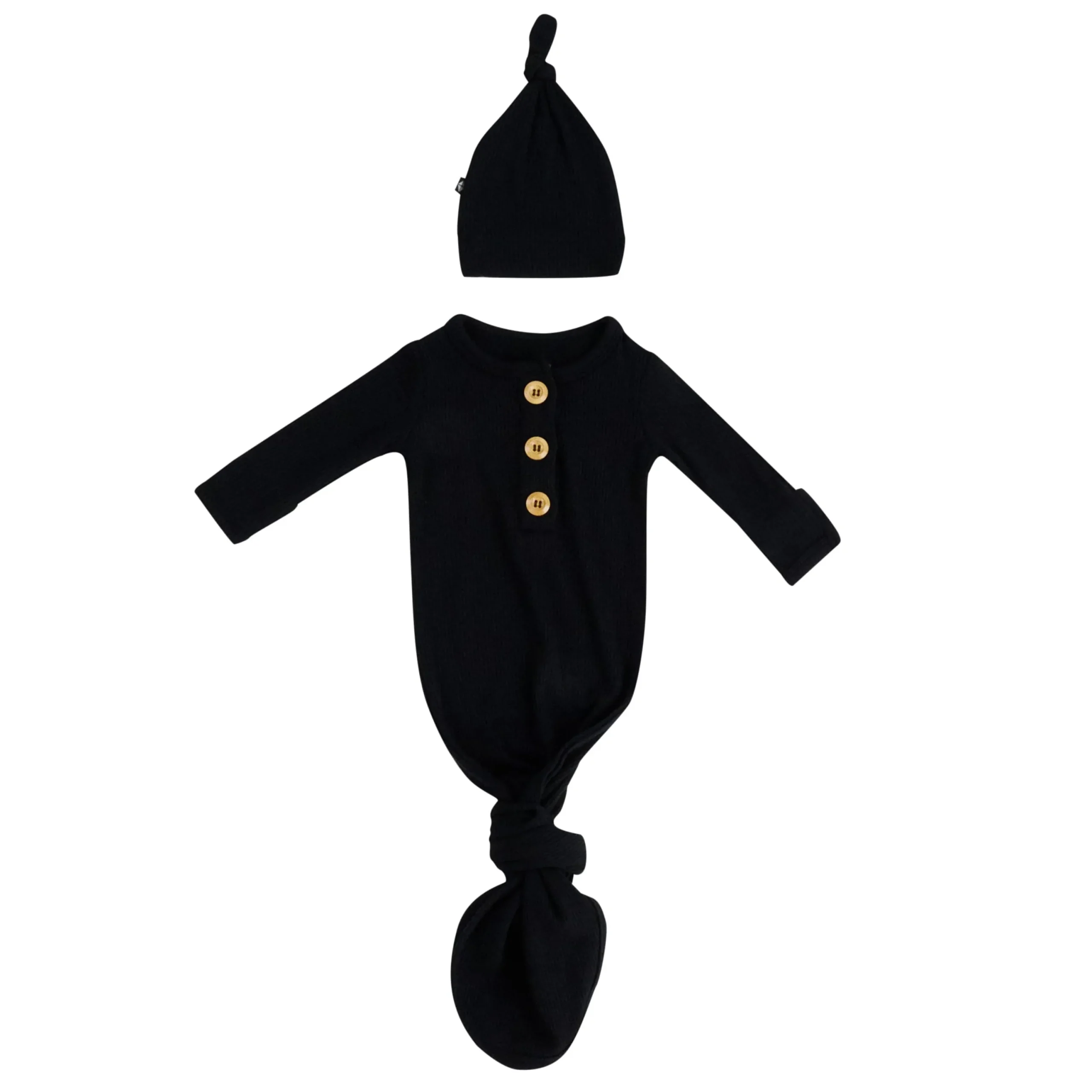 Kyte Baby Ribbed Knotted Gown with Hat Set in Midnight Discount