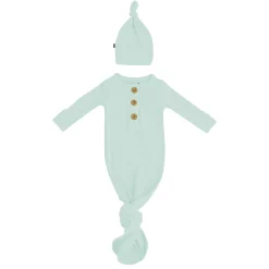 Kyte Baby Ribbed Knotted Gown with Hat Set in Sage Online
