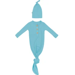 Kyte Baby Ribbed Knotted Gown with Hat Set in Makai Outlet