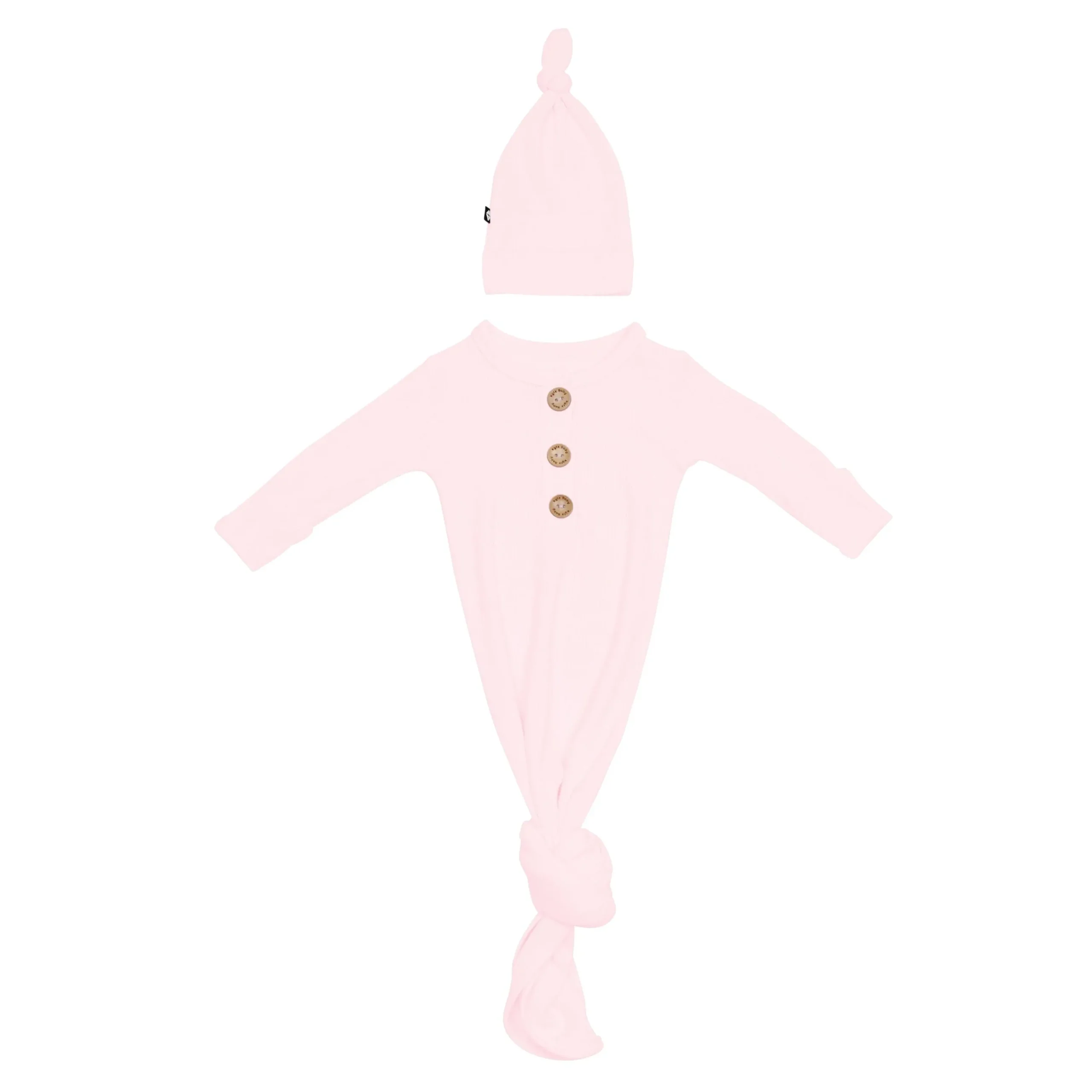 Kyte Baby Ribbed Knotted Gown with Hat Set in Sakura Discount