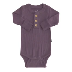 Kyte Baby Ribbed Long Sleeve Henley Bodysuit in Currant Online