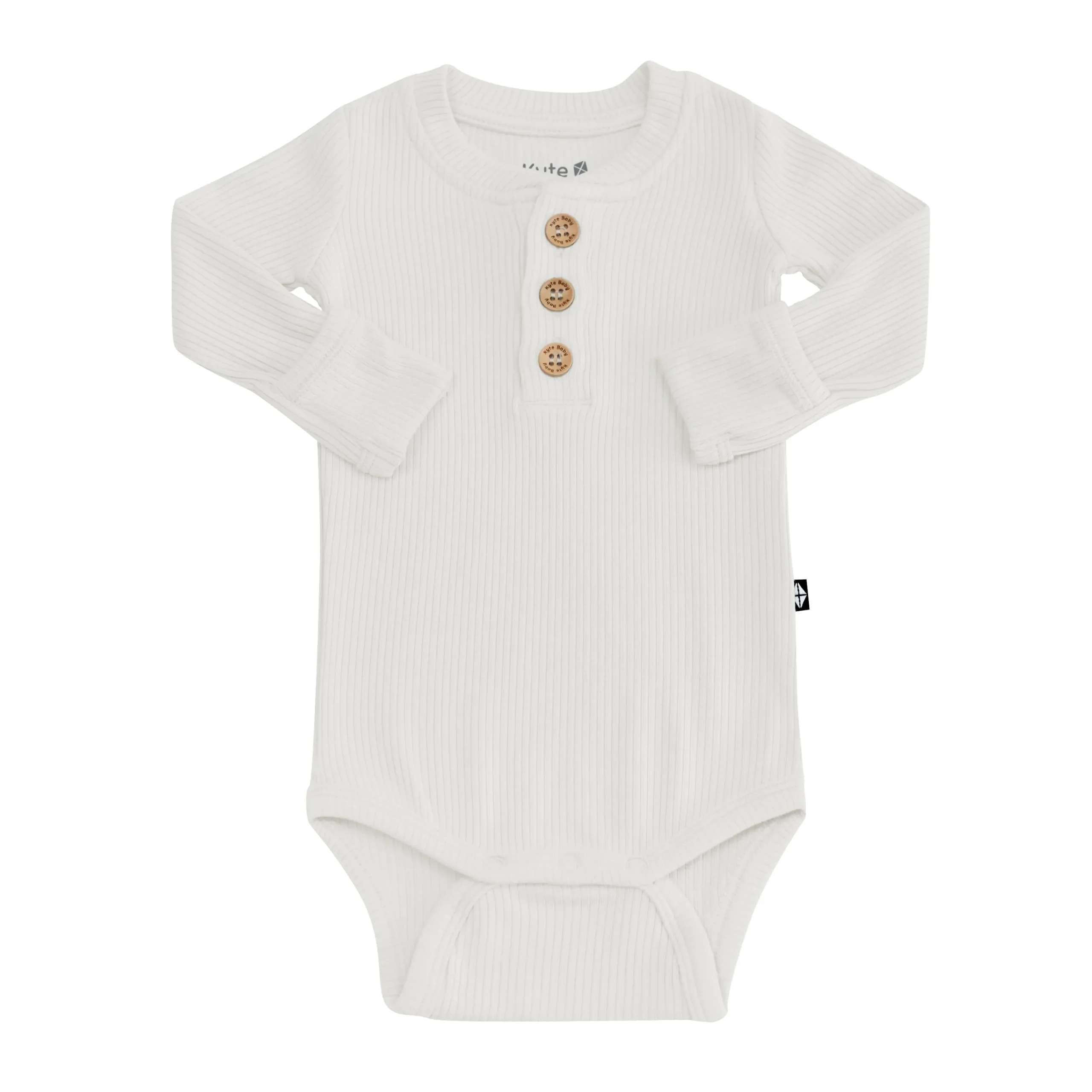 Kyte Baby Ribbed Long Sleeve Henley Bodysuit in Oat Online