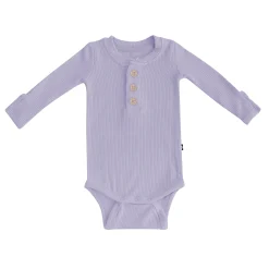 Kyte Baby Ribbed Long Sleeve Henley Bodysuit in Taro Online