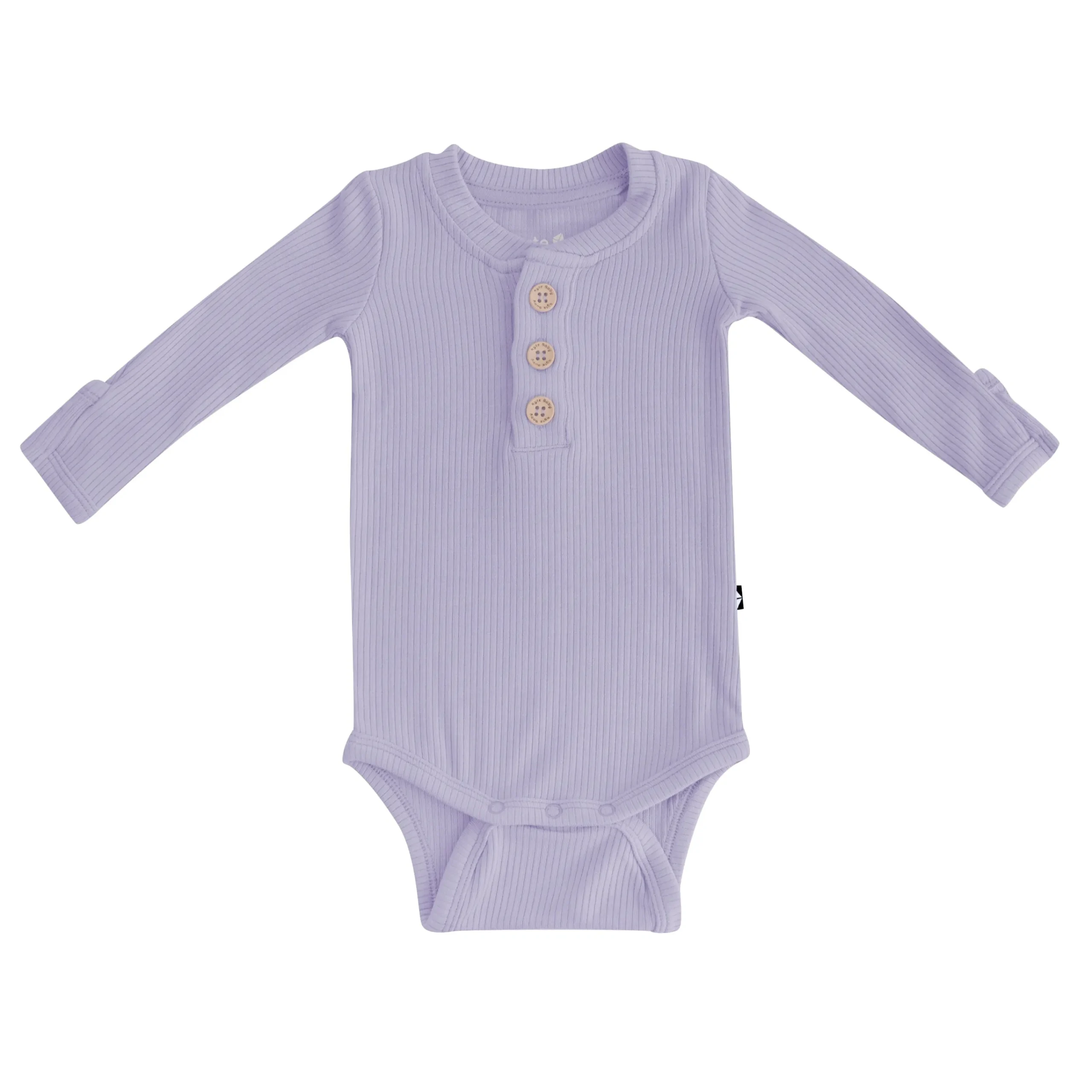 Kyte Baby Ribbed Long Sleeve Henley Bodysuit in Taro Online
