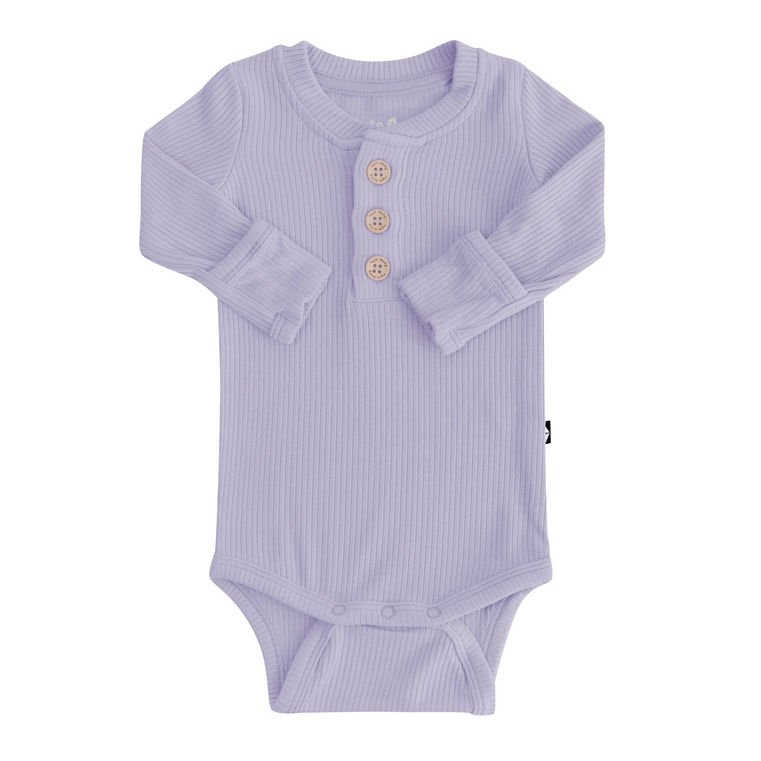 Kyte Baby Ribbed Long Sleeve Henley Bodysuit in Taro Online