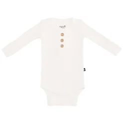 Kyte Baby Ribbed Long Sleeve Henley Bodysuit in Cloud Sale