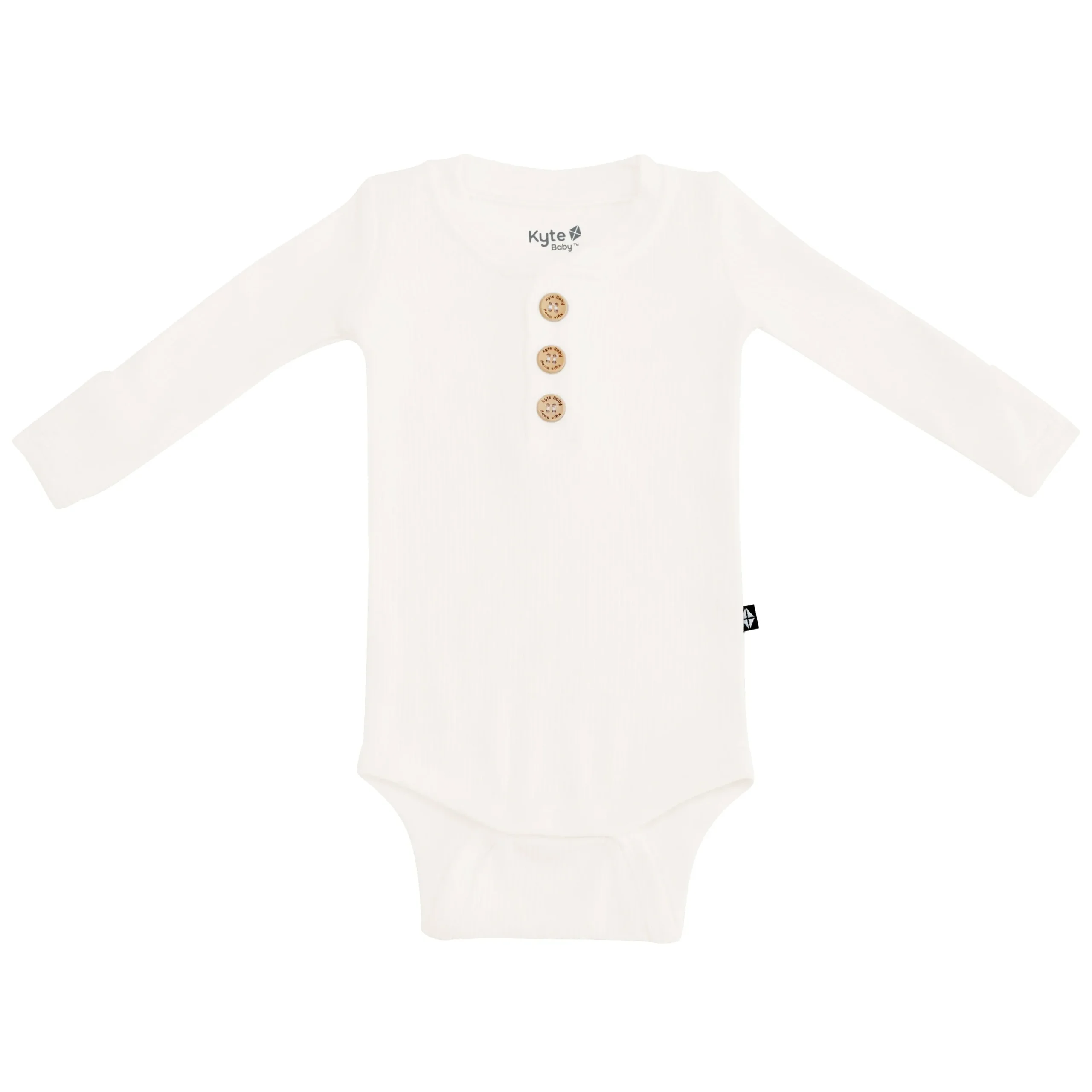 Kyte Baby Ribbed Long Sleeve Henley Bodysuit in Cloud Sale