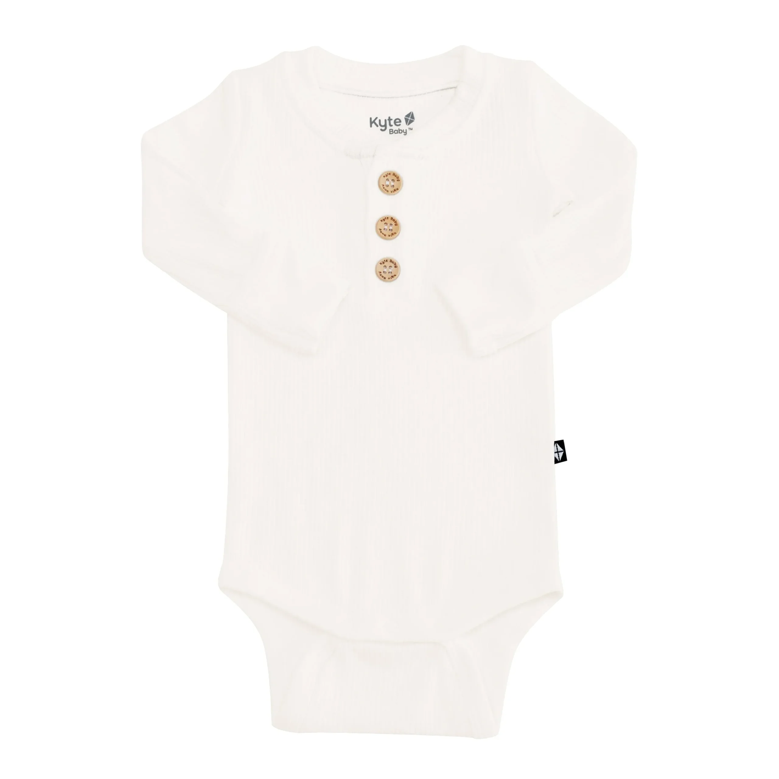 Kyte Baby Ribbed Long Sleeve Henley Bodysuit in Cloud Sale