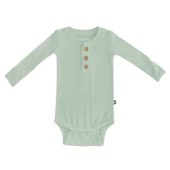 Kyte Baby Ribbed Long Sleeve Henley Bodysuit in Thyme Sale