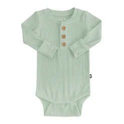 Kyte Baby Ribbed Long Sleeve Henley Bodysuit in Thyme Sale
