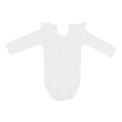 Kyte Baby Ribbed Long Sleeve Ruffle Leotard in Cloud