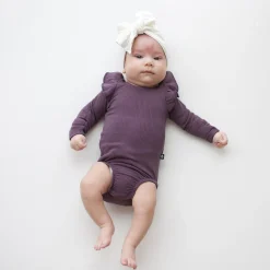 Kyte Baby Ribbed Long Sleeve Ruffle Leotard in Currant New