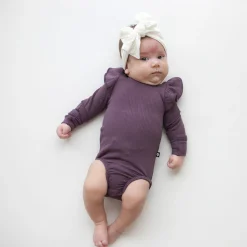 Kyte Baby Ribbed Long Sleeve Ruffle Leotard in Currant New
