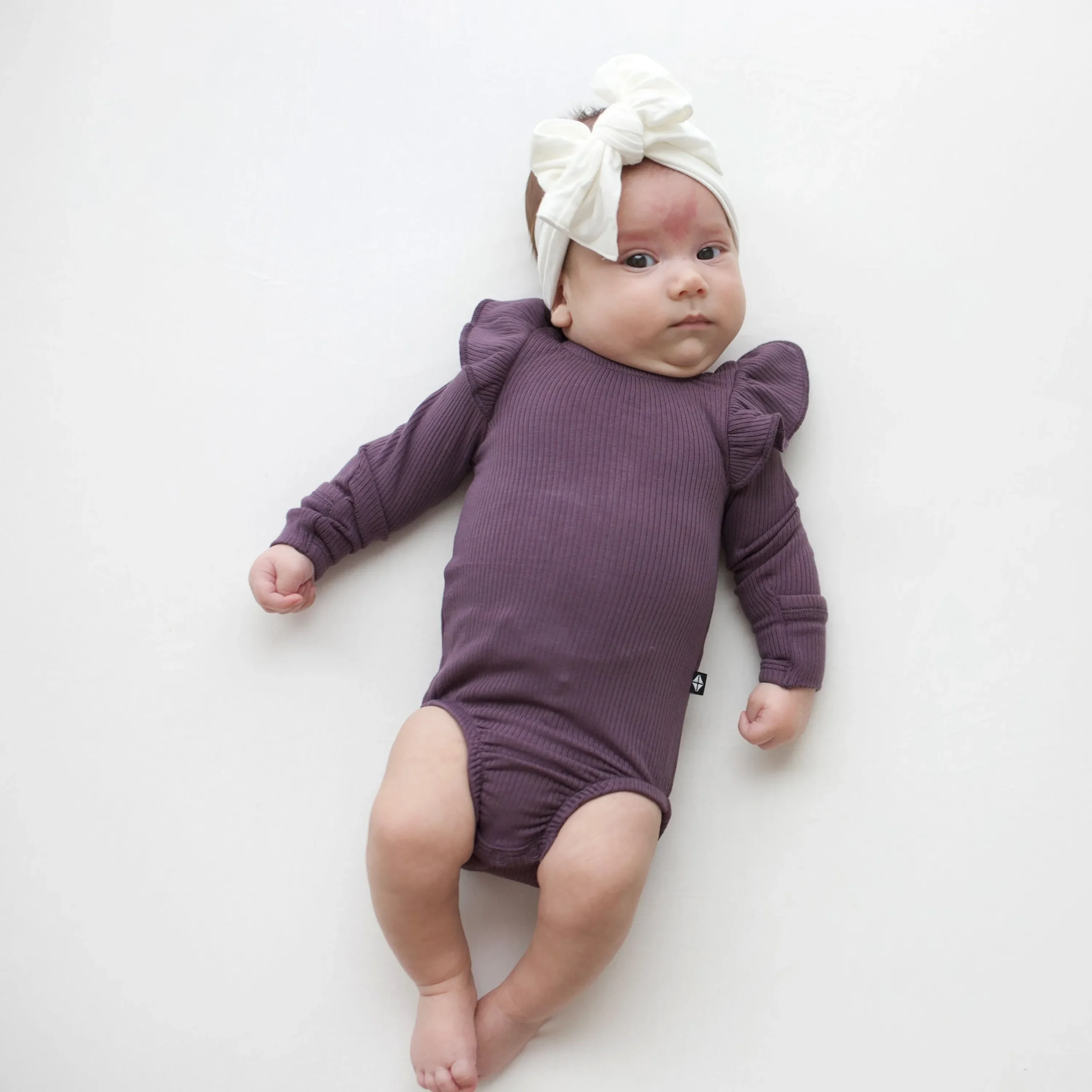 Kyte Baby Ribbed Long Sleeve Ruffle Leotard in Currant New