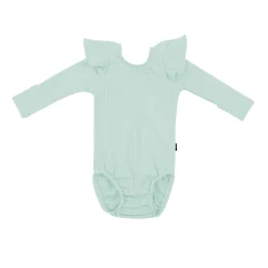 Kyte Baby Ribbed Long Sleeve Ruffle Leotard in Sage Online
