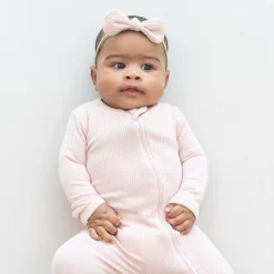 Kyte Baby Ribbed Nylon Bow in Blush Discount